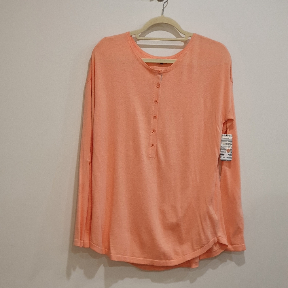 NWT Splendid cashmere raglan long sleeve top, peaches, size medium
